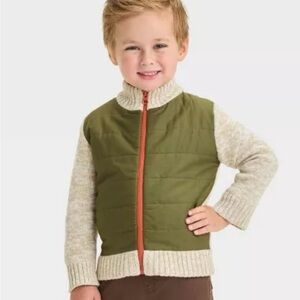 Kids Olive Green Quilted Jacket